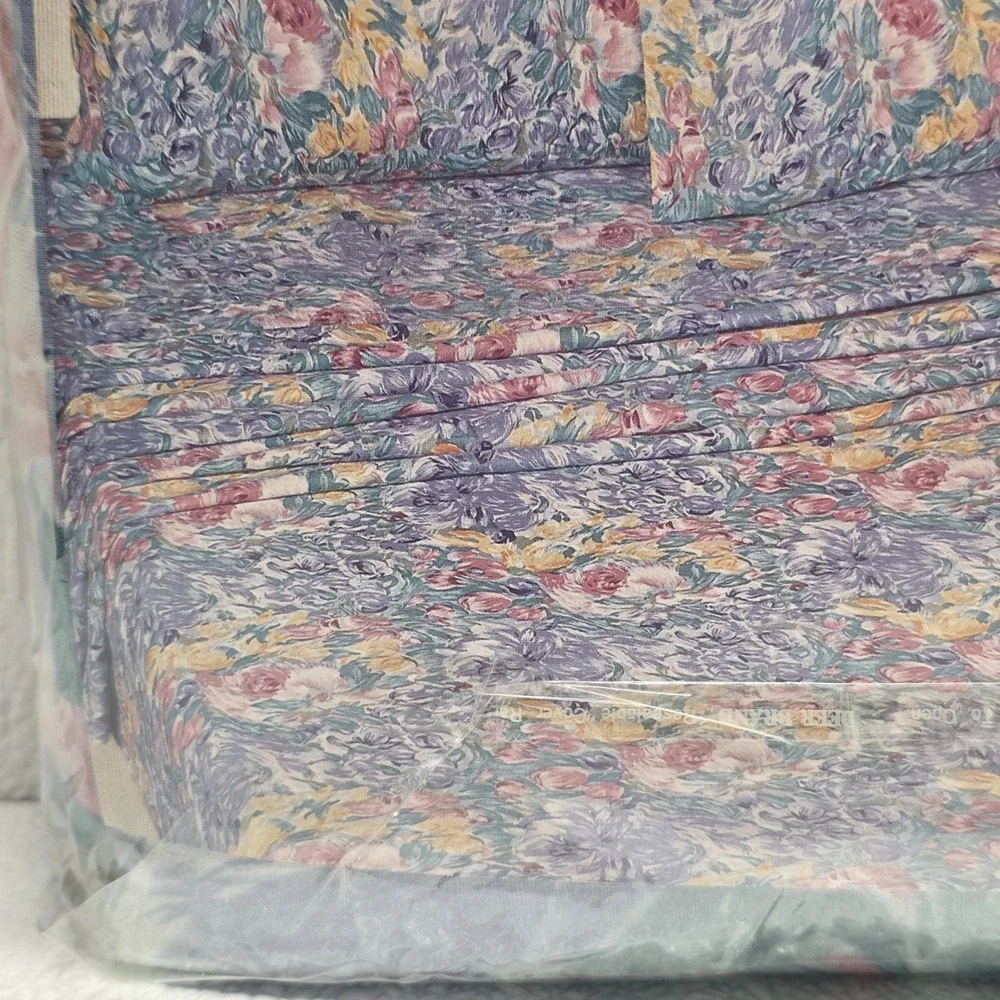 Vintage 90s Signature Pastel Floral 4 Piece Full Bed Set Deep PocketFitted